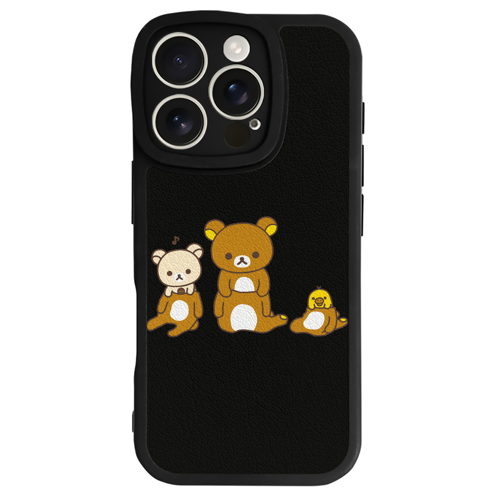 （画像用） リラックマ リラックマ キイロイトリ Rilakkuma Korilakkuma Kiiroitori 【iPhone 16シリーズ対応】シリコンスマホケース（レザー調） 材質：シリコン